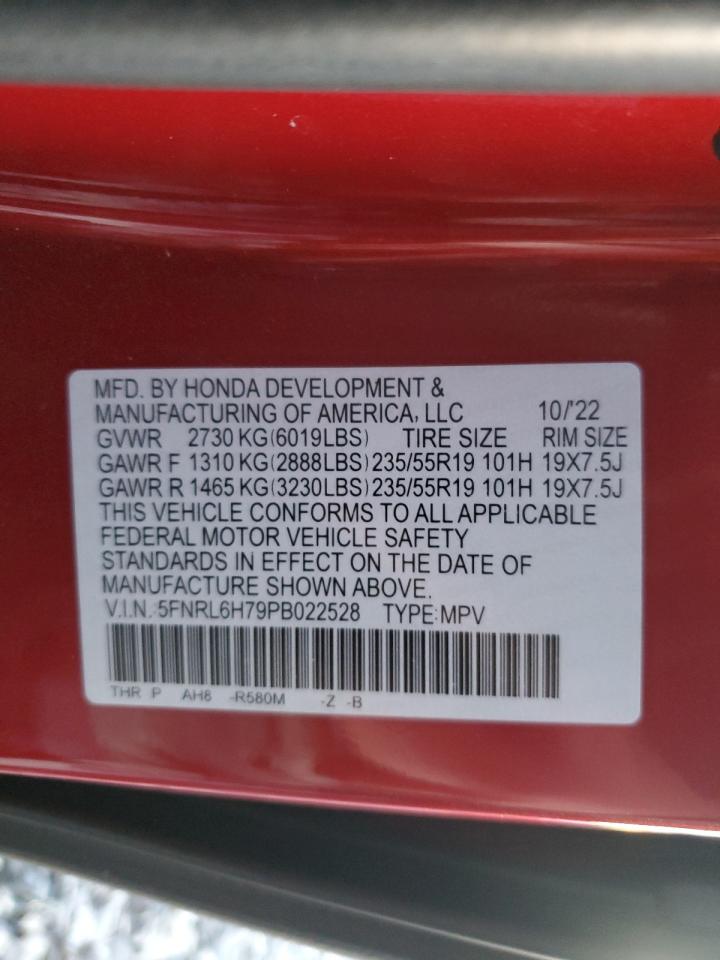 2023 HONDA ODYSSEY SPORT-L VIN:5FNRL6H79PB022528