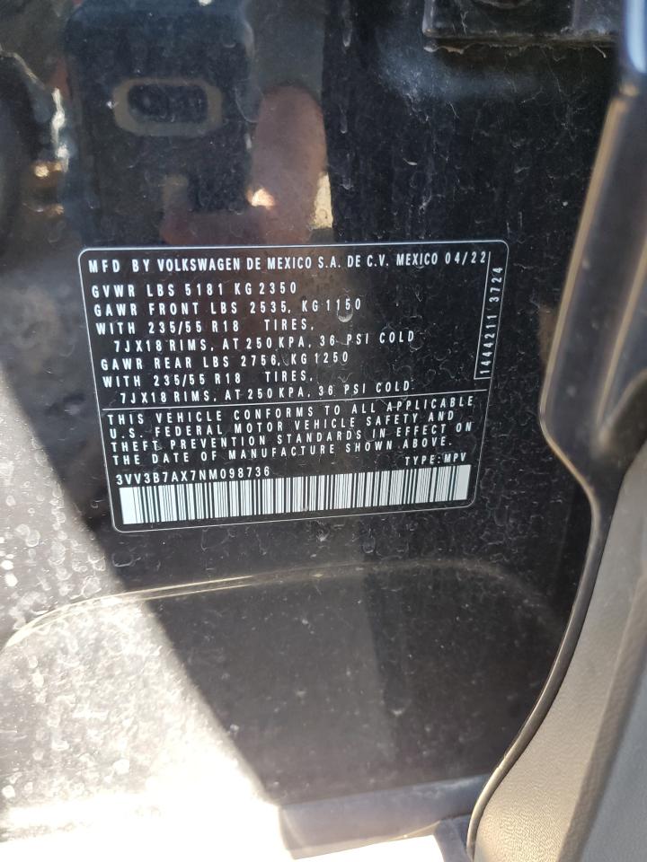 2022 VOLKSWAGEN TIGUAN SE VIN:3VV3B7AX7NM098736