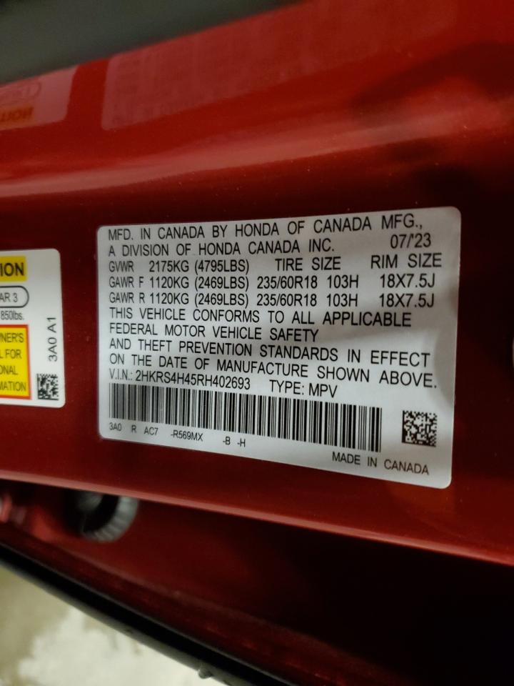 2024 HONDA CR-V EX VIN:2HKRS4H45RH402693