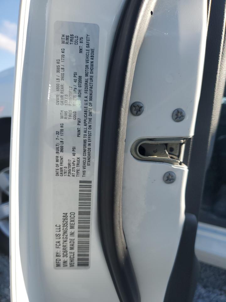 2022 RAM 1500 CLASSIC TRADESMAN VIN:3C6RR7KG2NG352684