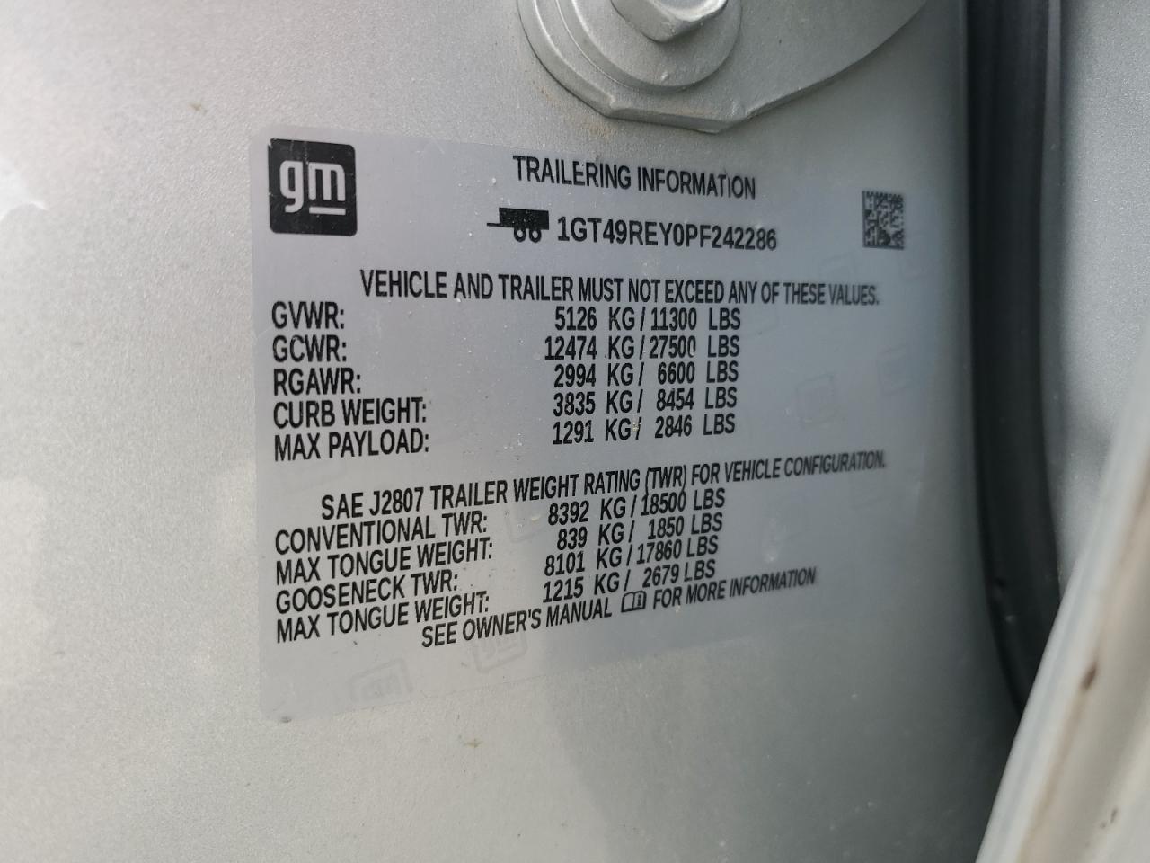 2023 GMC SIERRA K2500 DENALI VIN:1GT49REY0PF242286
