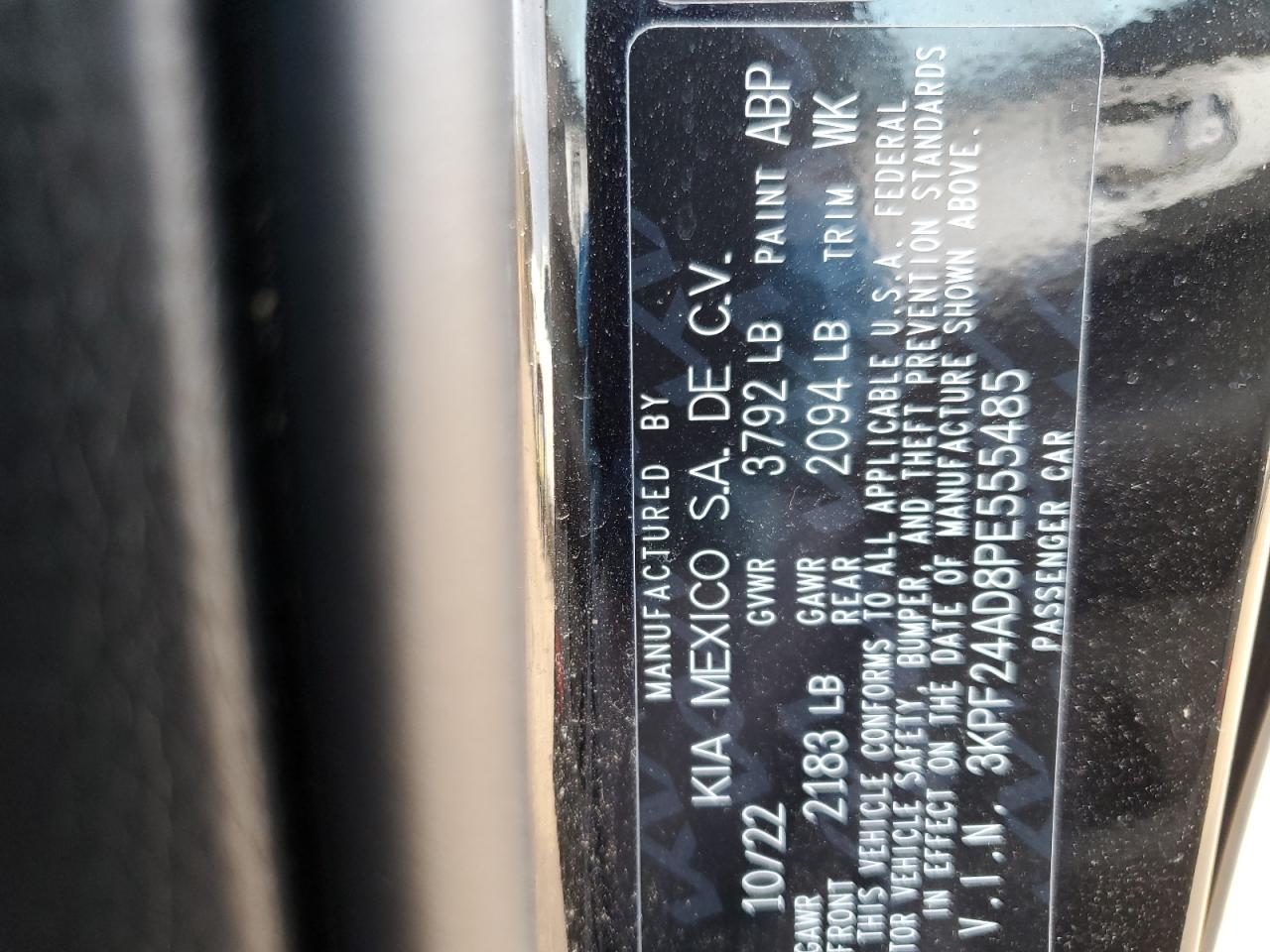 2023 KIA FORTE LX VIN:3KPF24AD8PE555485