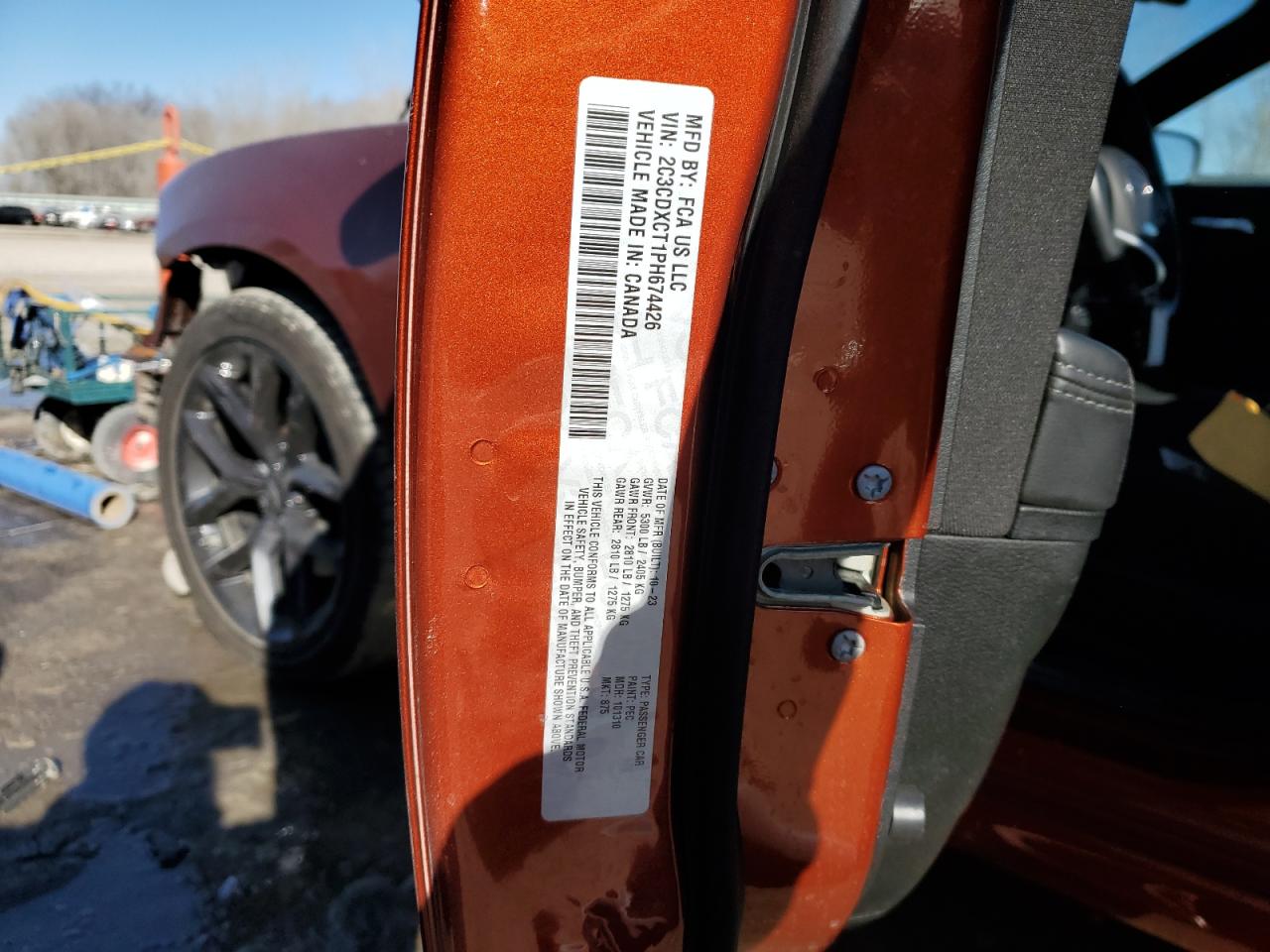 2023 DODGE CHARGER R/T VIN:2C3CDXCT1PH674426