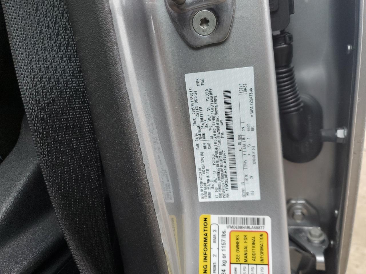 2024 FORD BRONCO OUTER BANKS VIN:1FMDE8BH4RLA68877