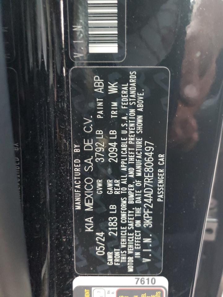 2024 KIA FORTE LX VIN:3KPF24AD7RE806497
