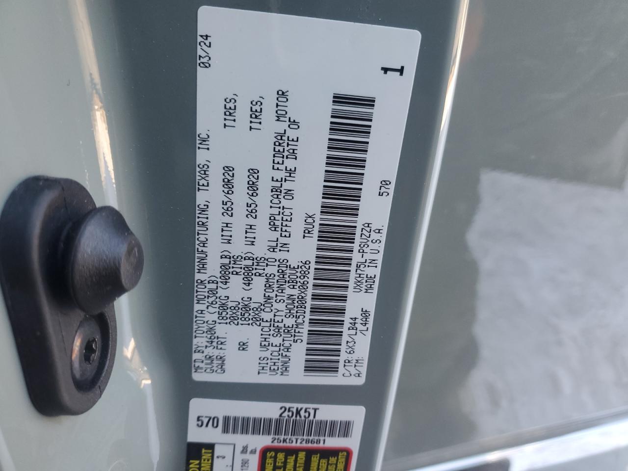 2024 TOYOTA TUNDRA CREWMAX PLATINUM VIN:JF1ZCAC13E8606285