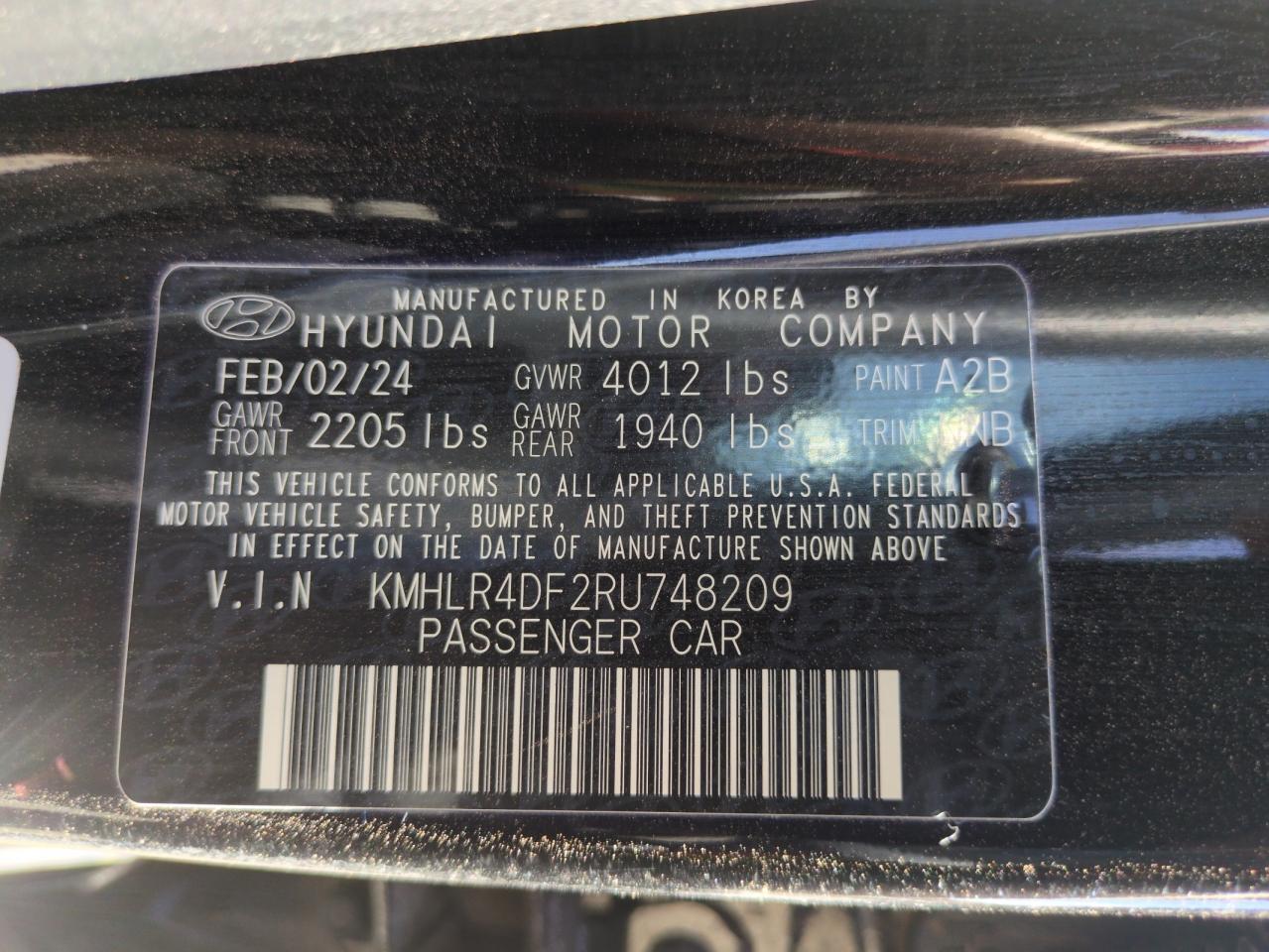 2024 HYUNDAI ELANTRA N LINE VIN:KMHLR4DF2RU748209
