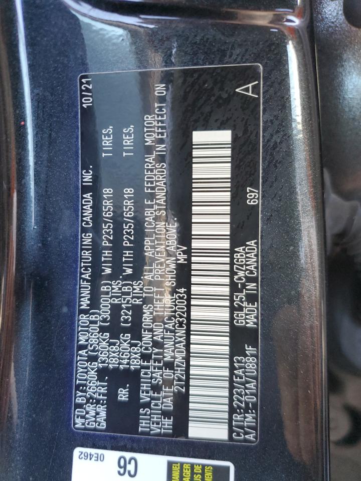 2022 LEXUS RX 350 VIN:2T2HZMDAXNC320034