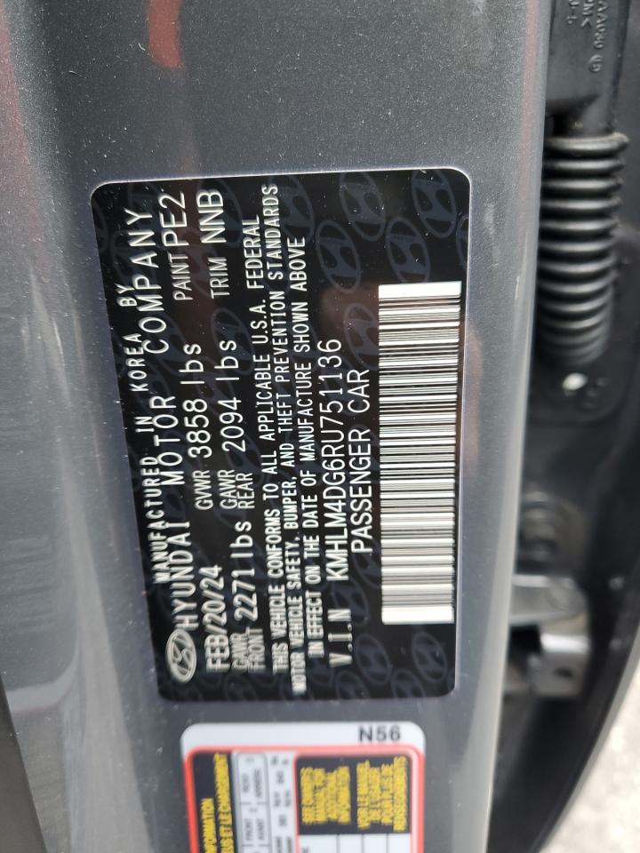 2024 HYUNDAI ELANTRA SEL VIN:KMHLM4DG6RU751136