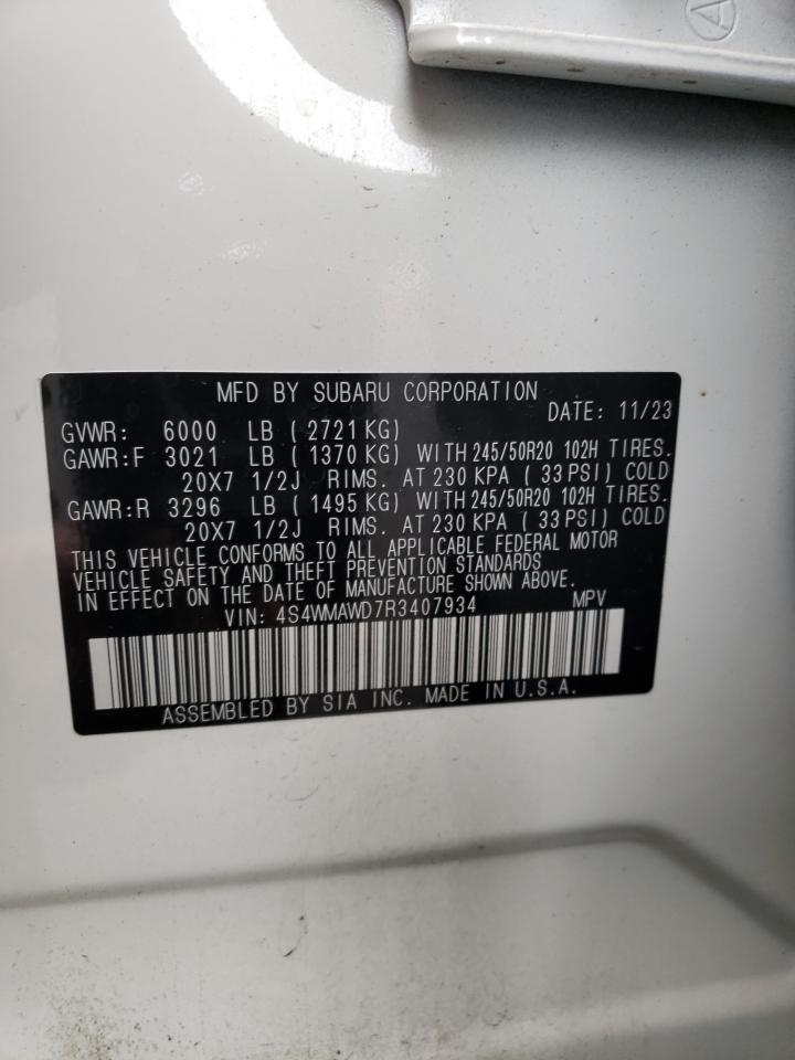 2024 SUBARU ASCENT TOURING VIN:4S4WMAWD7R3407934