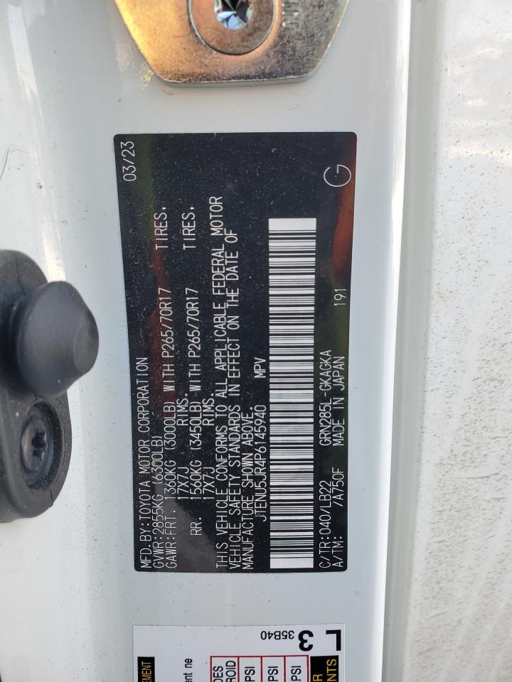 2023 TOYOTA 4RUNNER SE VIN:JTENU5JR4P6145940