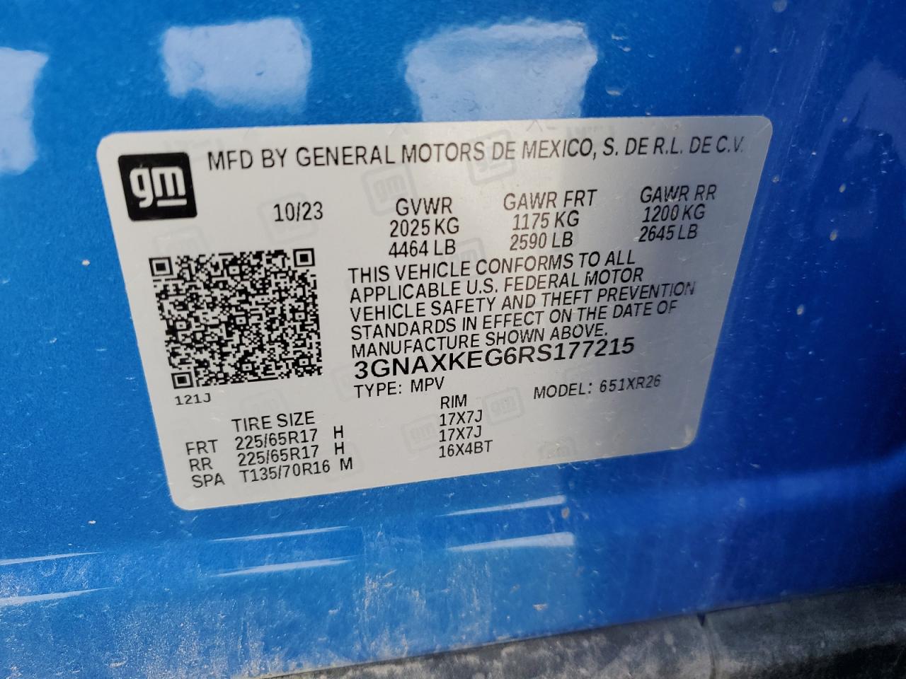 2024 CHEVROLET EQUINOX LT VIN:3GNAXKEG6RS177215