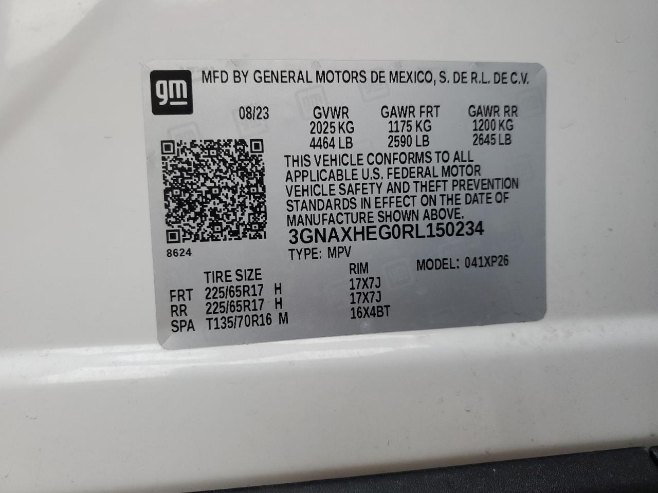 2024 CHEVROLET EQUINOX LS VIN:3GNAXHEG0RL150234