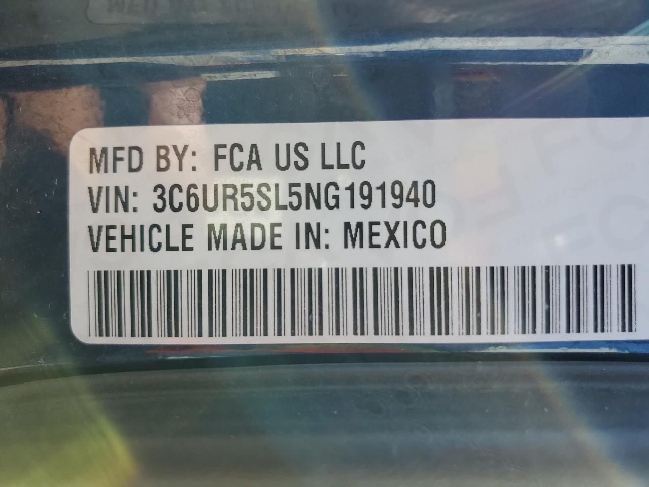 2022 RAM 2500 LIMITED VIN:3C6UR5SL5NG191940