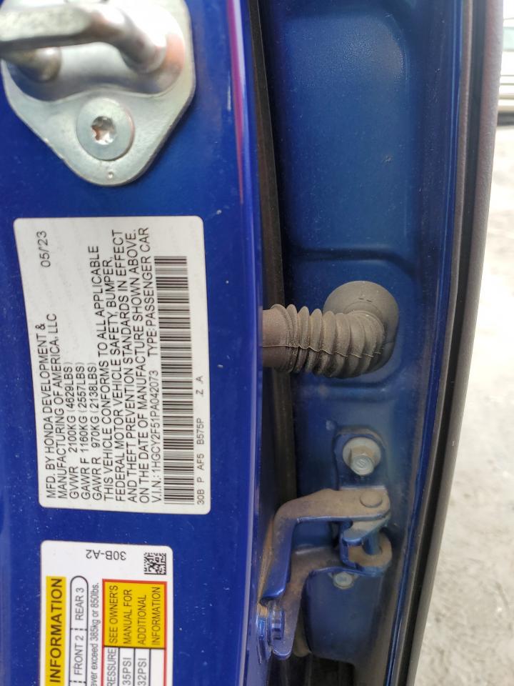 2023 HONDA ACCORD HYBRID SPORT VIN:1HGCY2F51PA042073