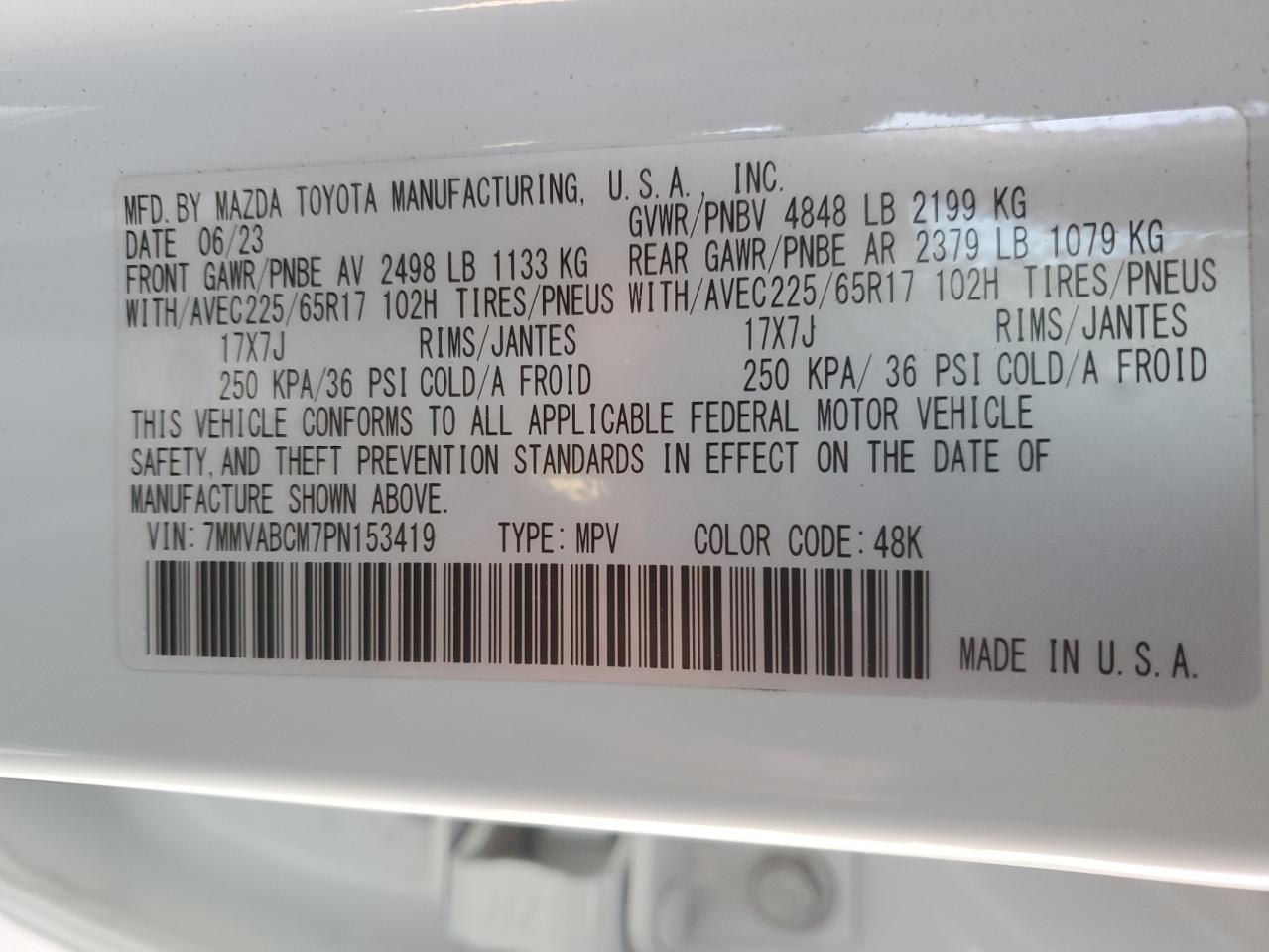 2023 MAZDA CX-50 PREFERRED PLUS VIN:7MMVABCM7PN153419