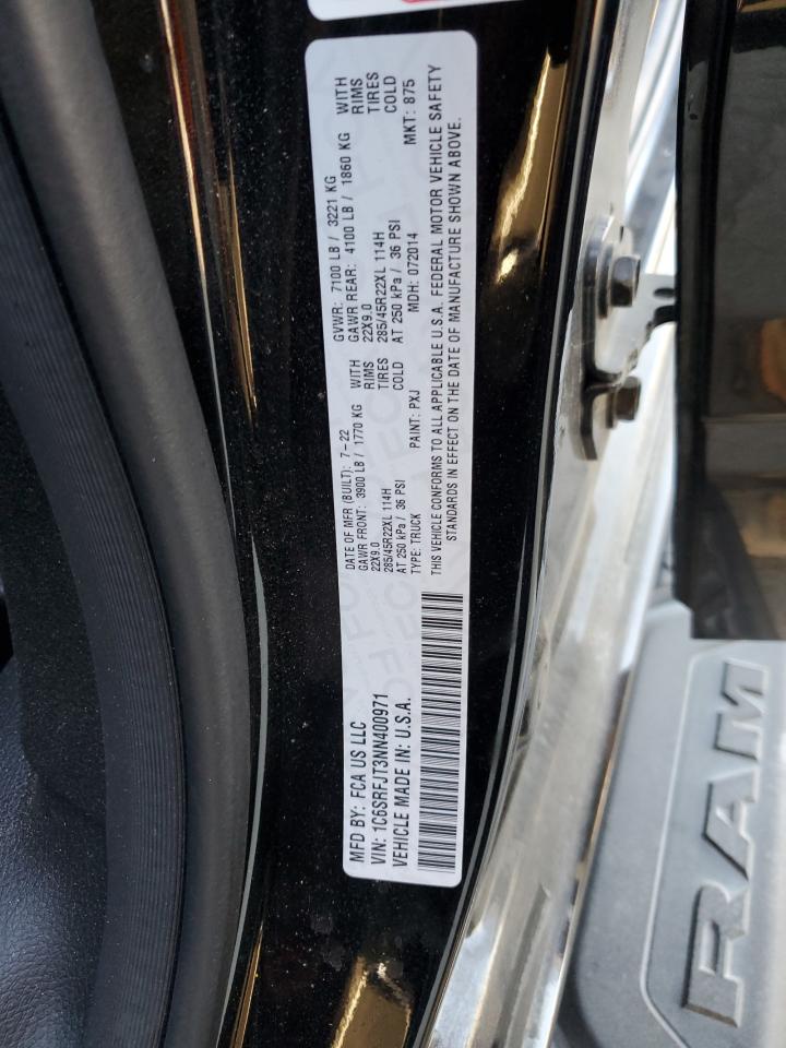 2022 RAM 1500 LARAMIE VIN:1C6SRFJT3NN400971