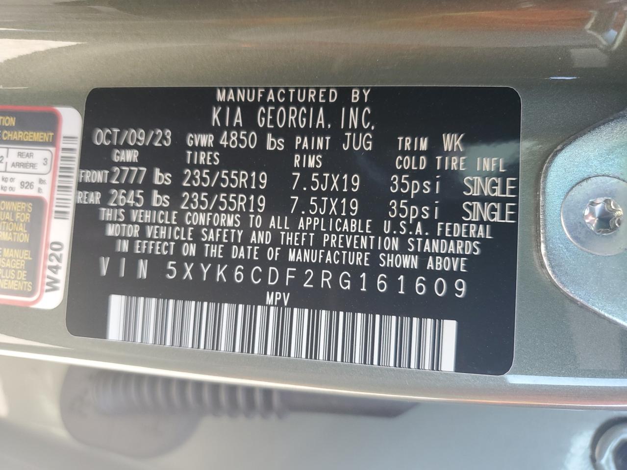 2024 KIA SPORTAGE X LINE VIN:5XYK6CDF2RG161609