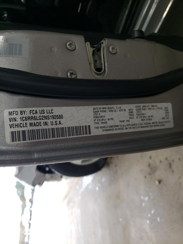 2022 RAM 1500 CLASSIC SLT VIN:1C6RR6LG2NS192680