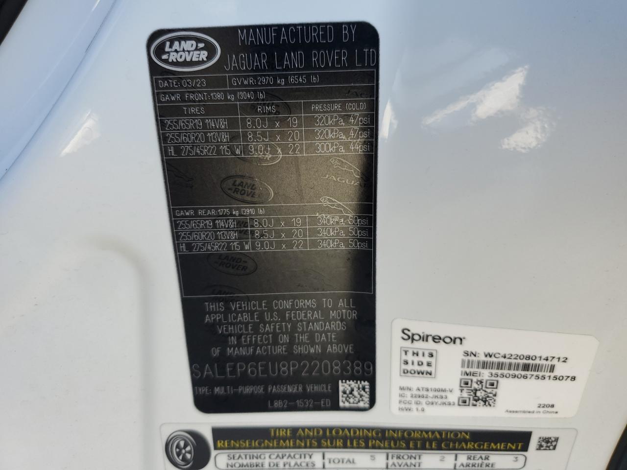 2023 LAND ROVER DEFENDER 90 SE VIN:SALEP6EU8P2208389