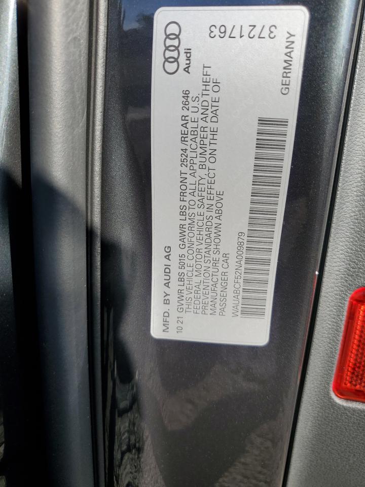 2022 AUDI A5 PREMIUM 40 VIN:WAUABCF52NA009879