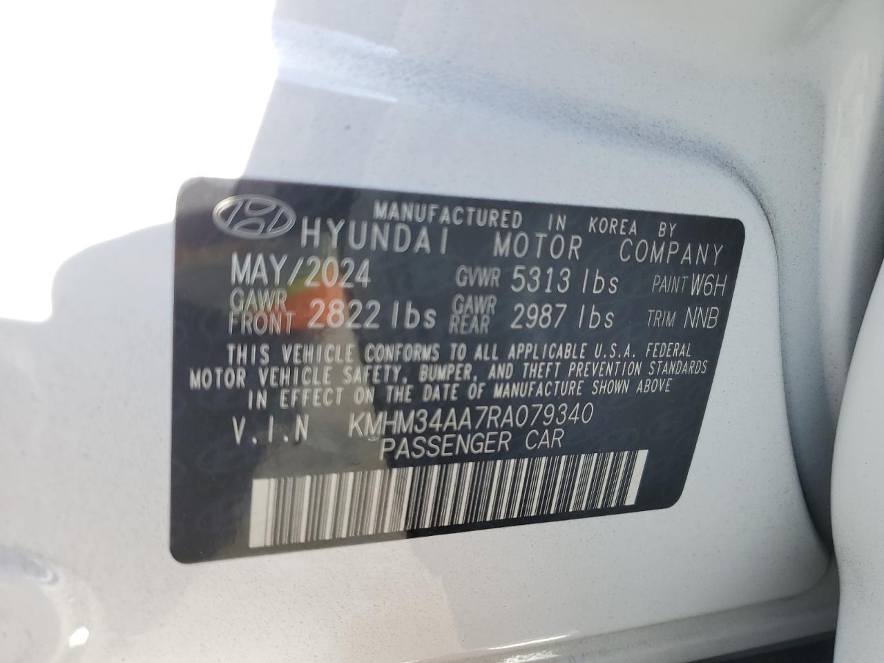 2024 HYUNDAI IONIQ 6 SEL VIN:KMHM34AA7RA079340