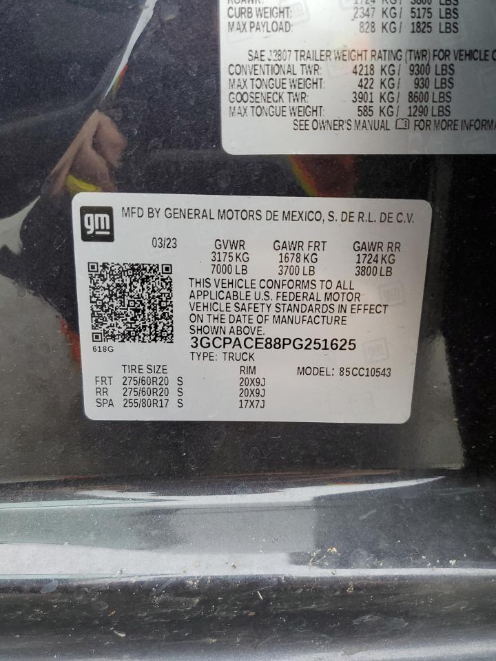 2023 CHEVROLET SILVERADO C1500 LT VIN:3GCPACE88PG251625