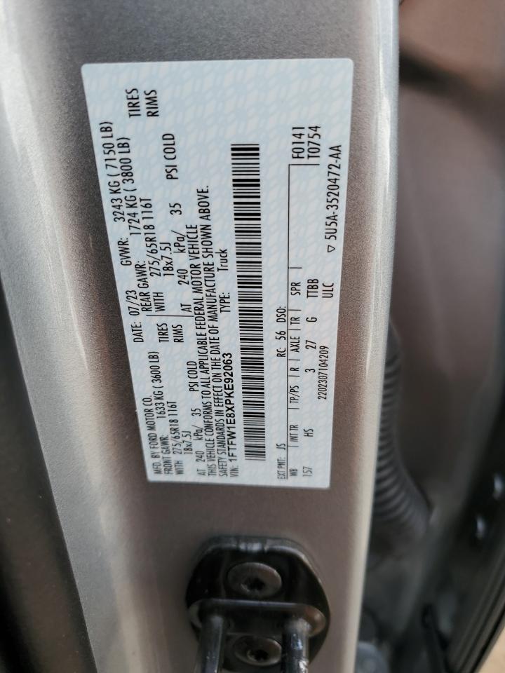 2023 FORD F150 SUPERCREW VIN:1FTFW1E8XPKE92063