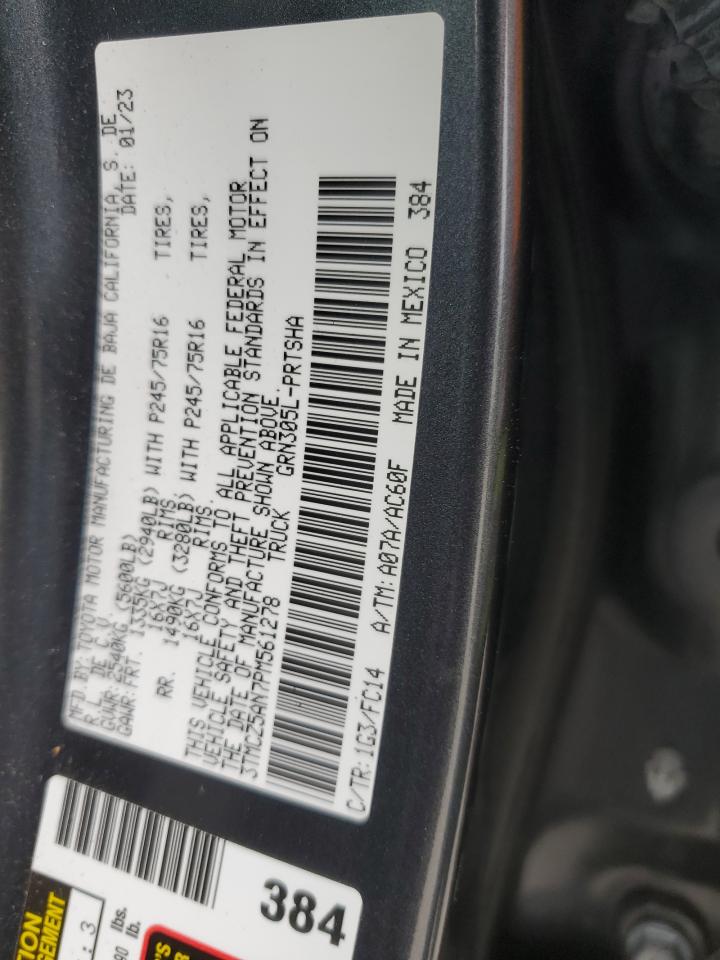 2023 TOYOTA TACOMA DOUBLE CAB VIN:3TMCZ5AN7PM561278