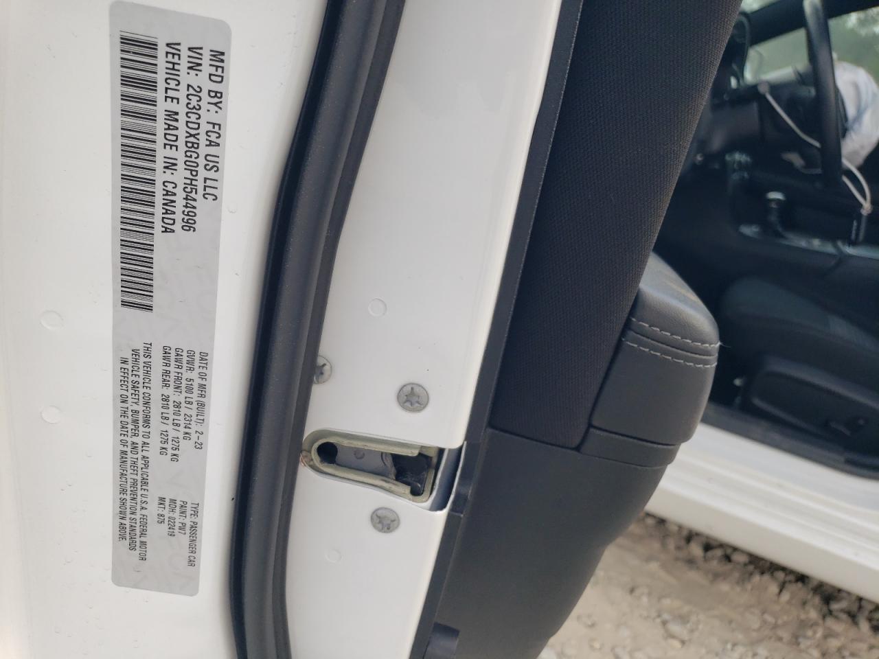 2023 DODGE CHARGER SXT VIN:2C3CDXBG0PH544996