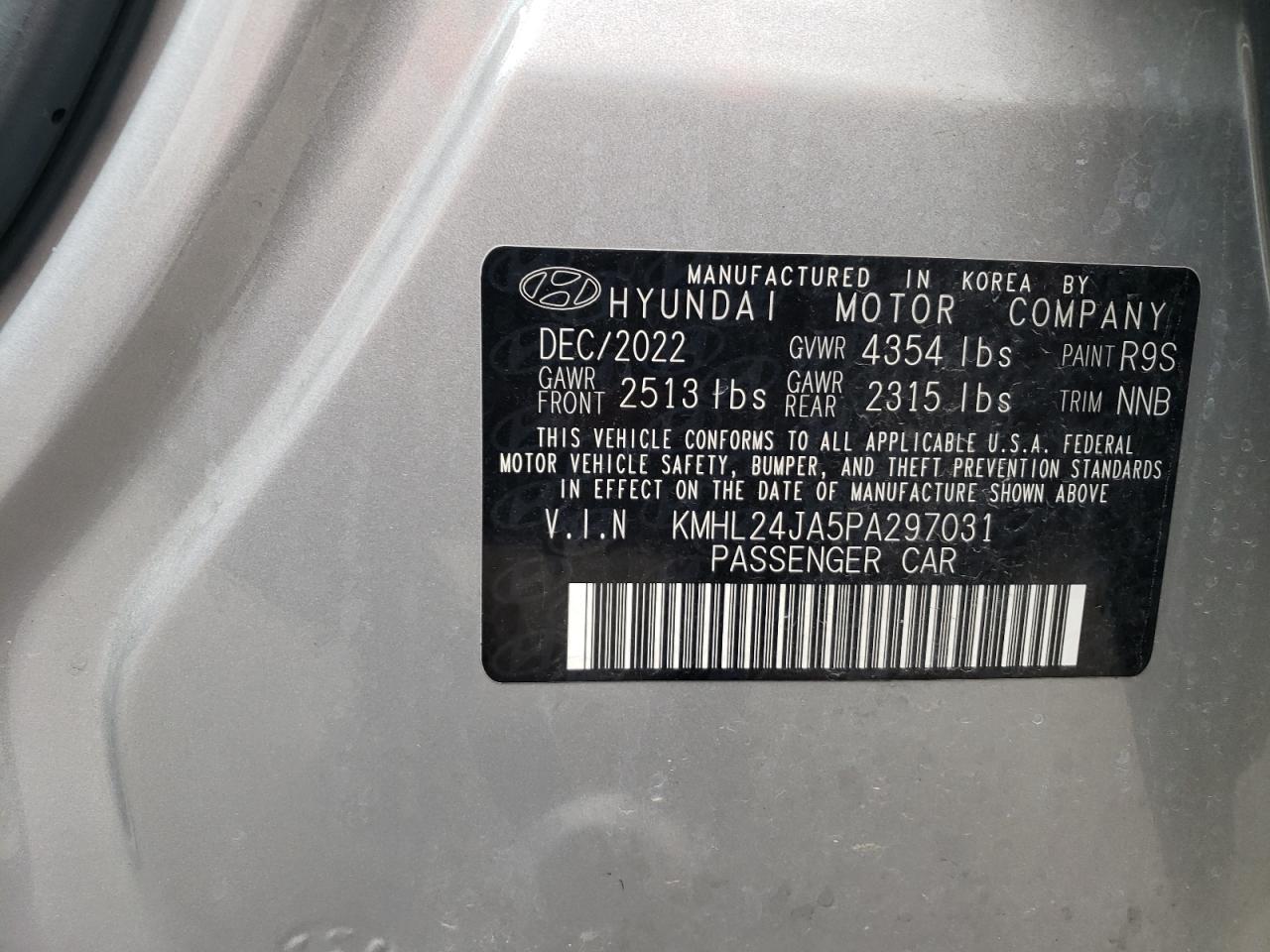 2023 HYUNDAI SONATA SE VIN:KMHL24JA5PA297031