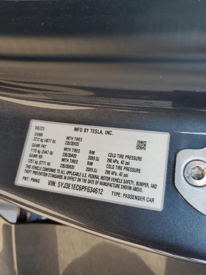 2023 TESLA MODEL 3  VIN:5YJ3E1EC6PF634612