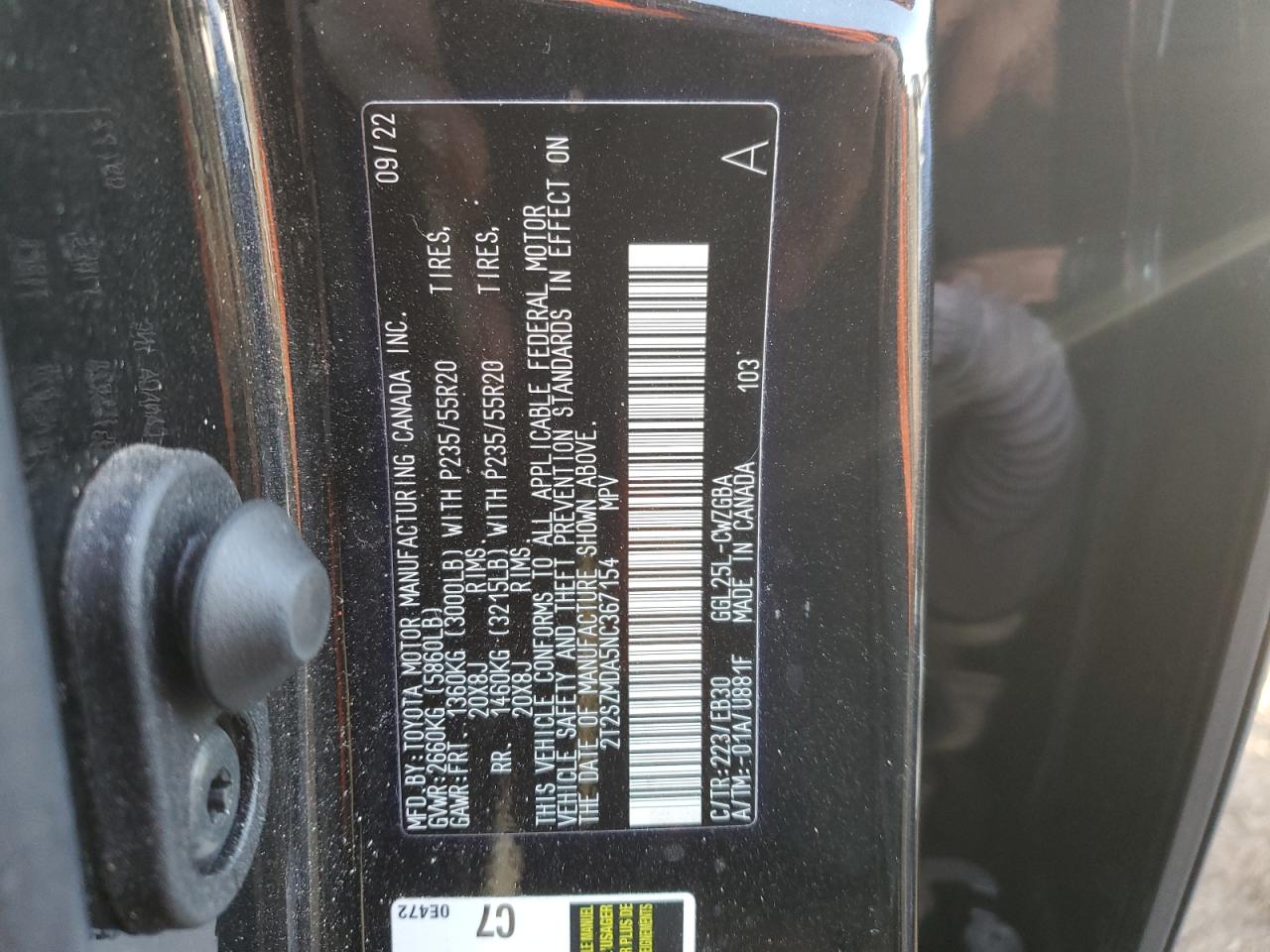 2022 LEXUS RX 350 F SPORT VIN:2T2SZMDA5NC367154