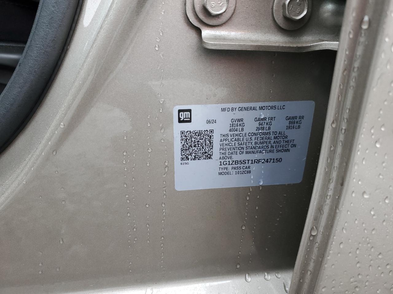 2024 CHEVROLET MALIBU LS VIN:1G1ZB5ST1RF247150