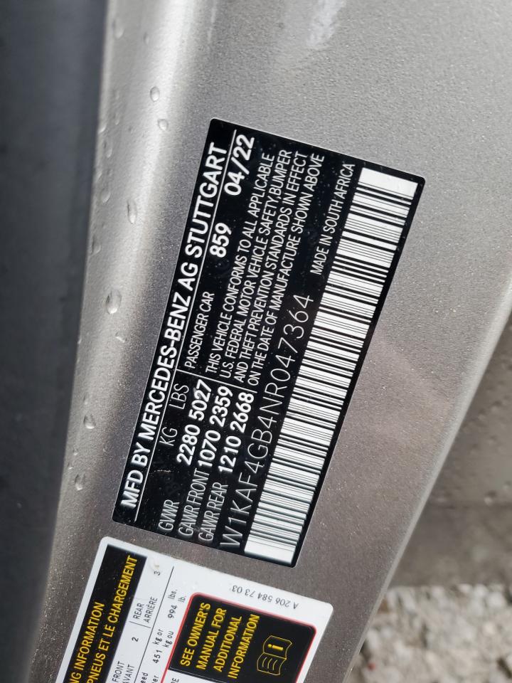 2022 MERCEDES-BENZ C 300 VIN:W1KAF4GB4NR047364