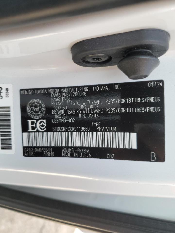 2024 TOYOTA SIENNA LE VIN:5TDGSKFCXRS119660