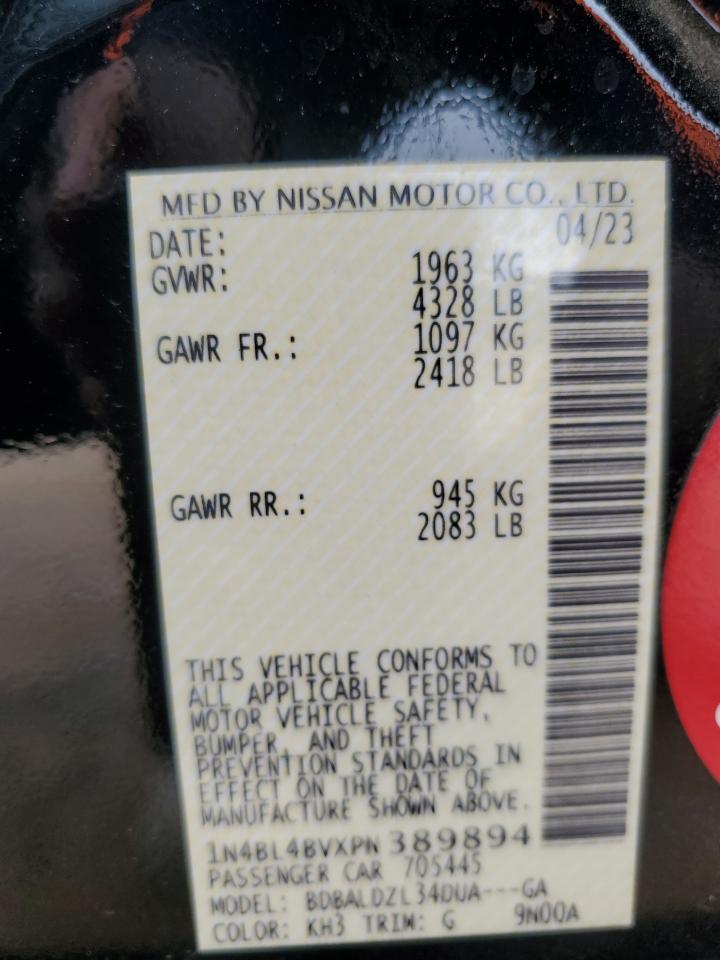2023 NISSAN ALTIMA S VIN:1N4BL4BVXPN389894