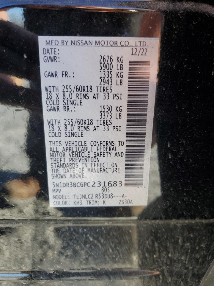 2023 NISSAN PATHFINDER SV VIN:5N1DR3BC6PC231683