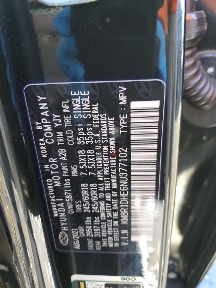 2022 HYUNDAI PALISADE SE VIN:KM8R1DHE6NU377102