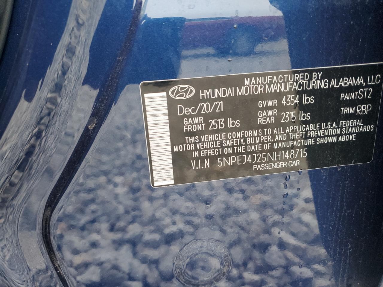 2022 HYUNDAI SONATA SEL PLUS VIN:5NPEJ4J25NH148715