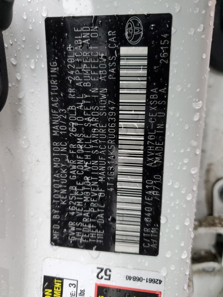 2024 TOYOTA CAMRY SE NIGHT SHADE VIN:4T1G31AK5RU063947
