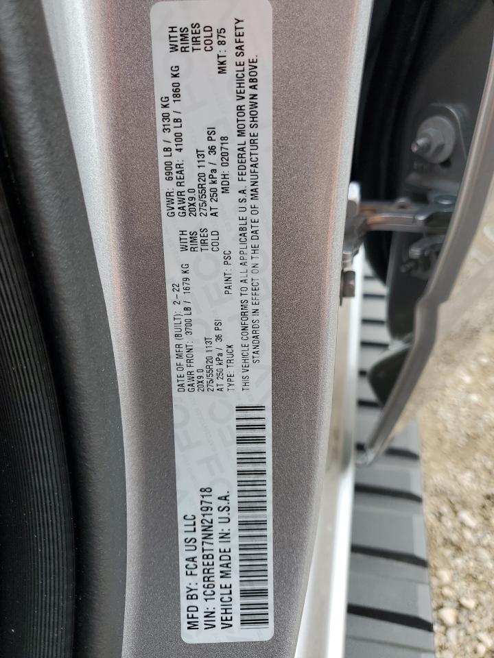 2022 RAM 1500 BIG HORN/LONE STAR VIN:1C6RREBT7NN219718