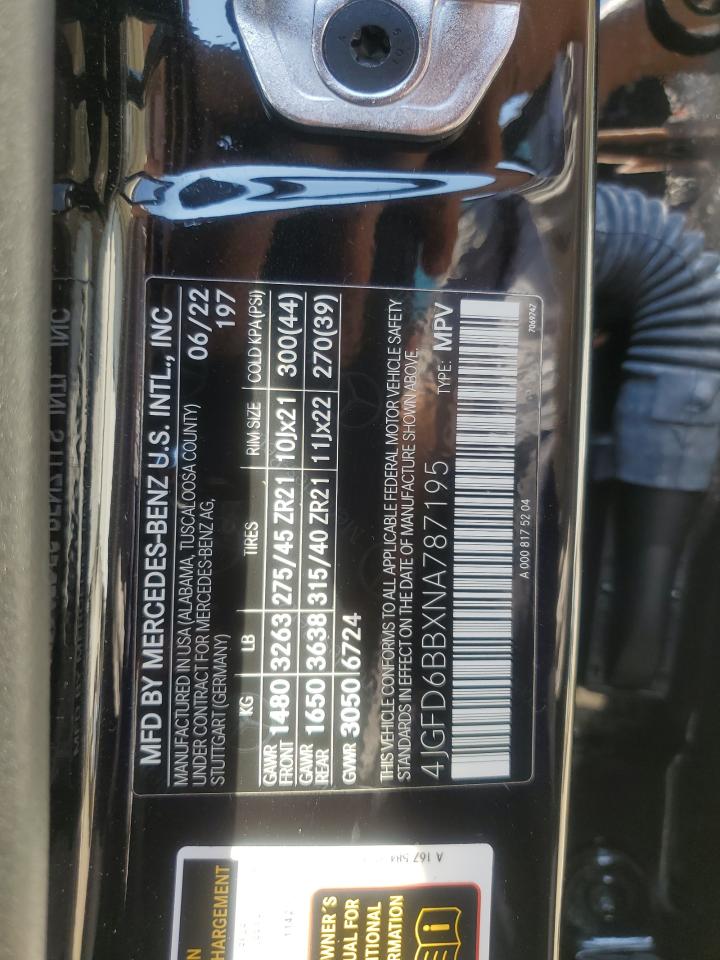 2022 MERCEDES-BENZ GLE COUPE AMG 53 4MATIC VIN:4JGFD6BBXNA787195