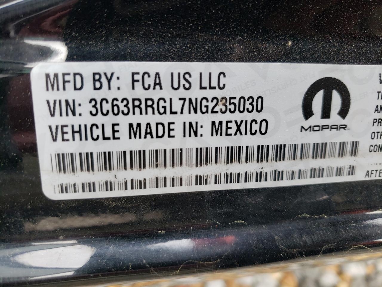 2022 RAM 3500 TRADESMAN VIN:3C63RRGL7NG235030