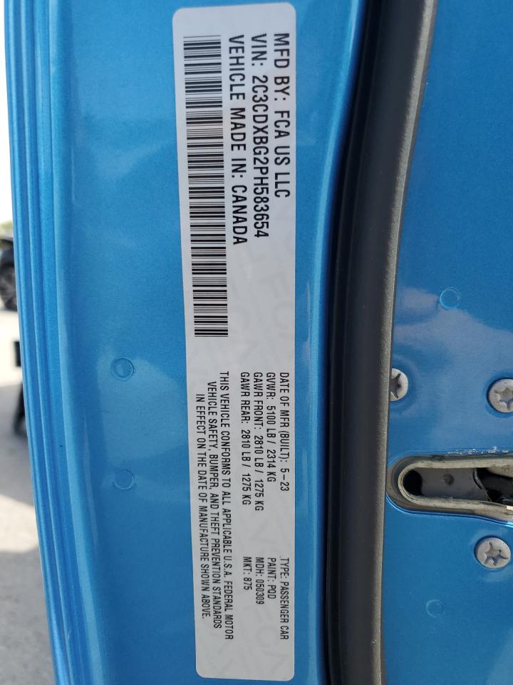 2023 DODGE CHARGER SXT VIN:2C3CDXBG2PH583654