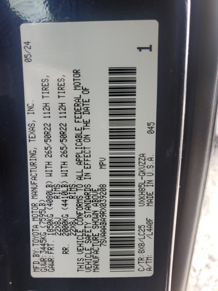 2024 TOYOTA SEQUOIA SR5 VIN:7SVAAABA9RX039208