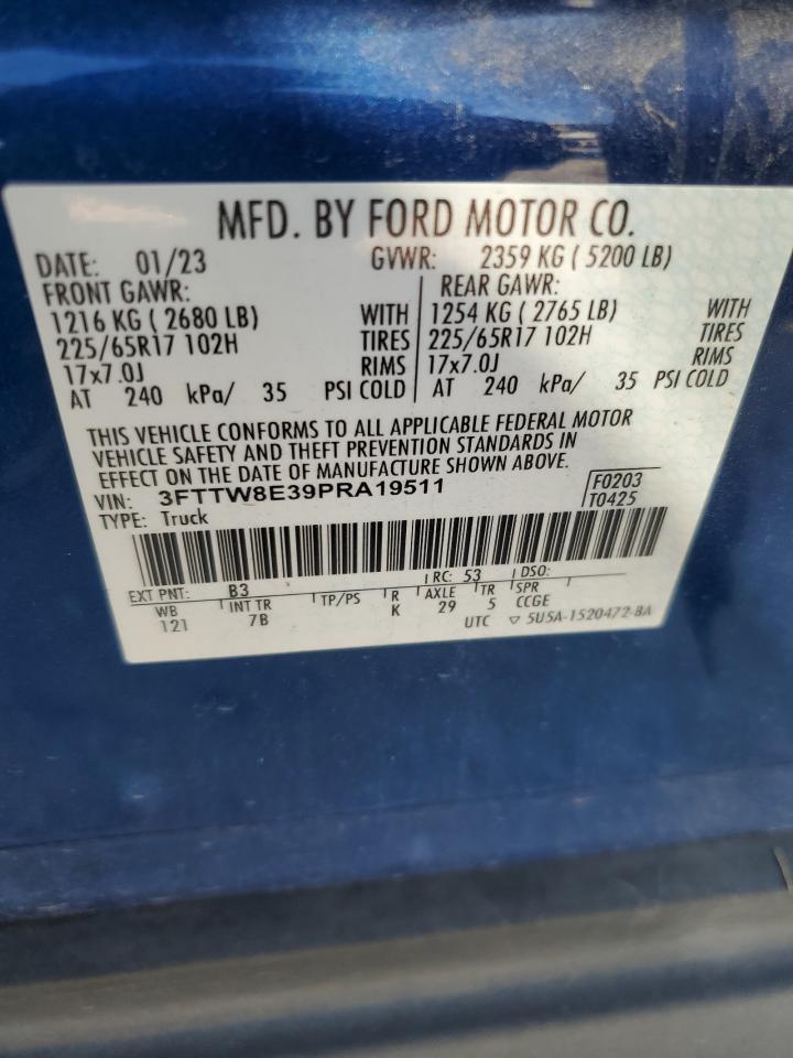 2023 FORD MAVERICK XL VIN:3FTTW8E39PRA19511
