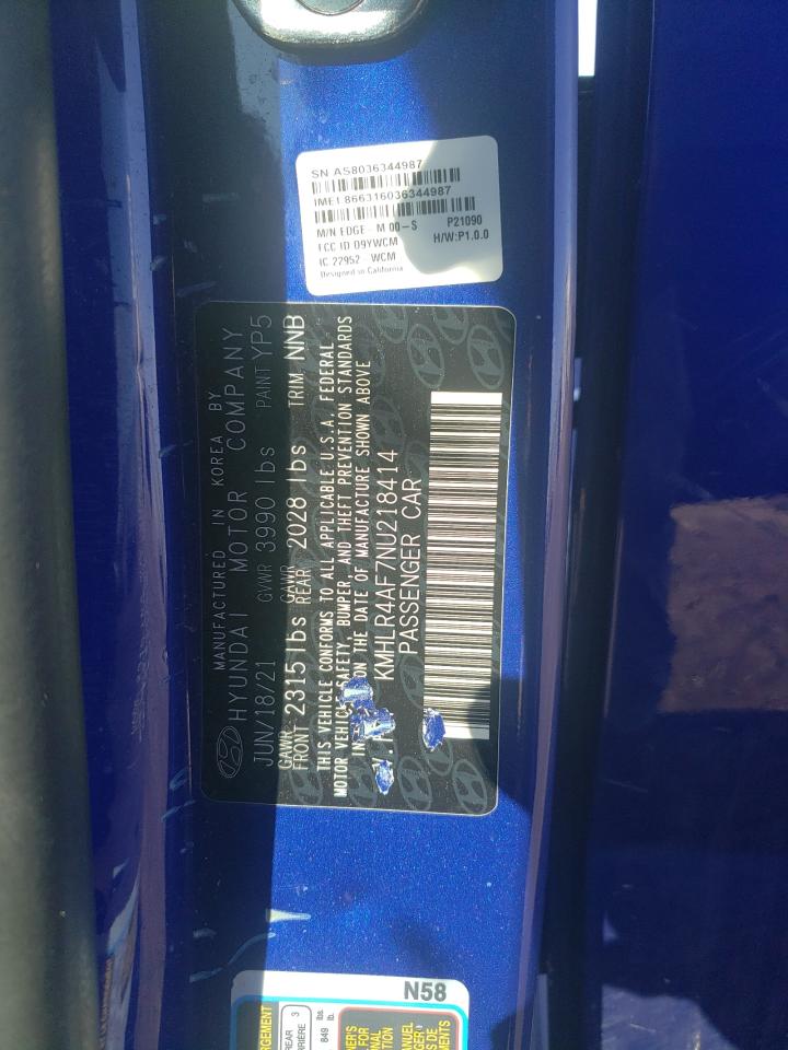 2022 HYUNDAI ELANTRA N LINE VIN:KMHLR4AF7NU218414