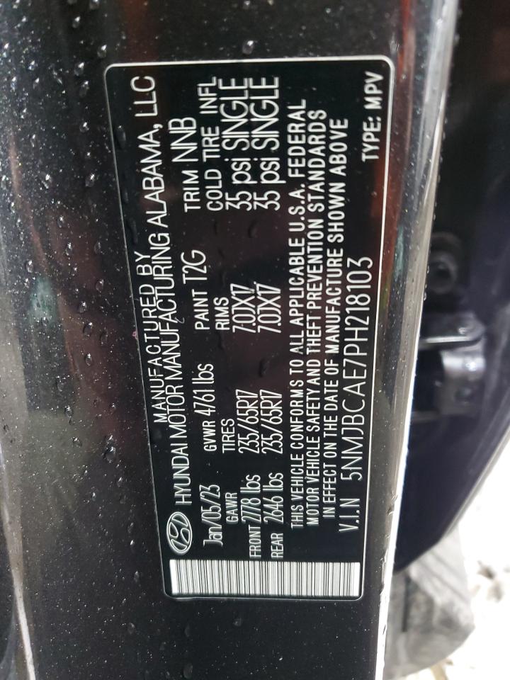 2023 HYUNDAI TUCSON SEL VIN:5NMJBCAE7PH218103