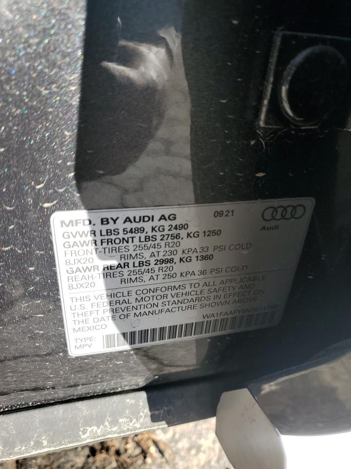 2022 AUDI Q5 PRESTIGE 45 VIN:WA1FAAFY6N2011780